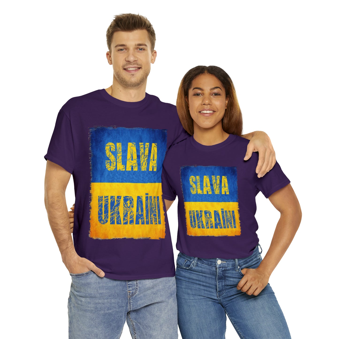 "SLAVA UKRAINI" FLAG - Unisex Heavy Cotton Tee