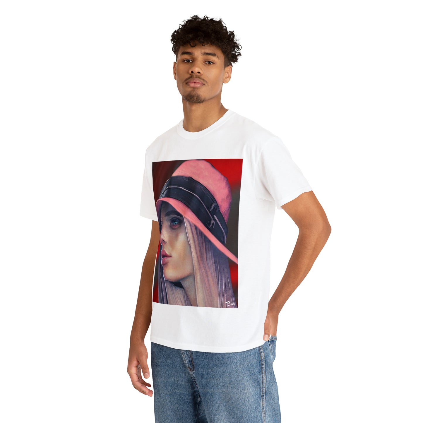 LADY IN PINK HAT - Airt on a Shirt  - Unisex Heavy Cotton Tee - AUS