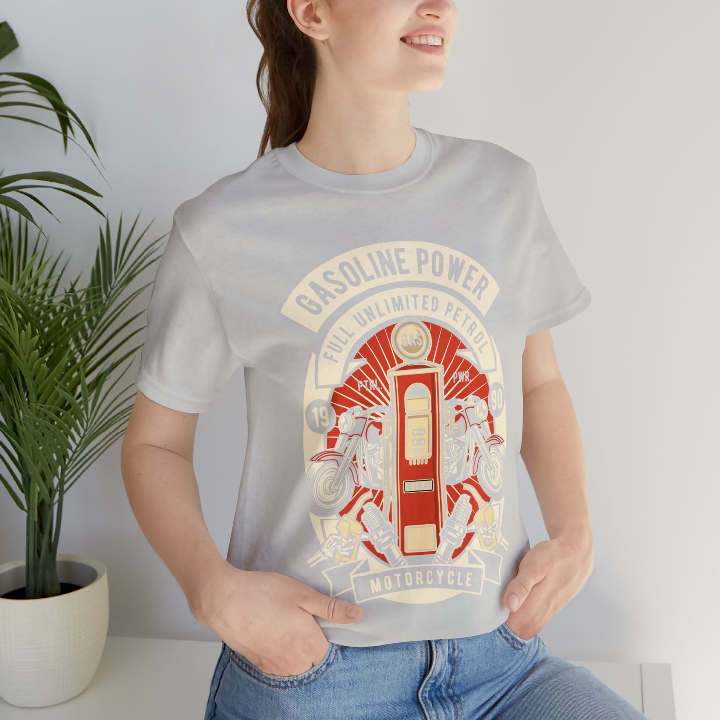 GASOLINE POWER Motorcycle - Unisex Jersey Short Sleeve Tee